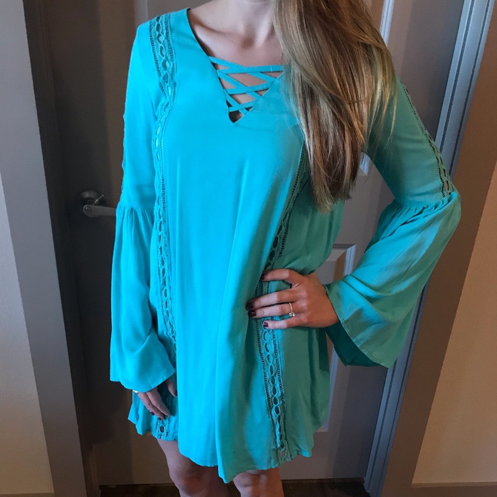 Turquoise boho dress